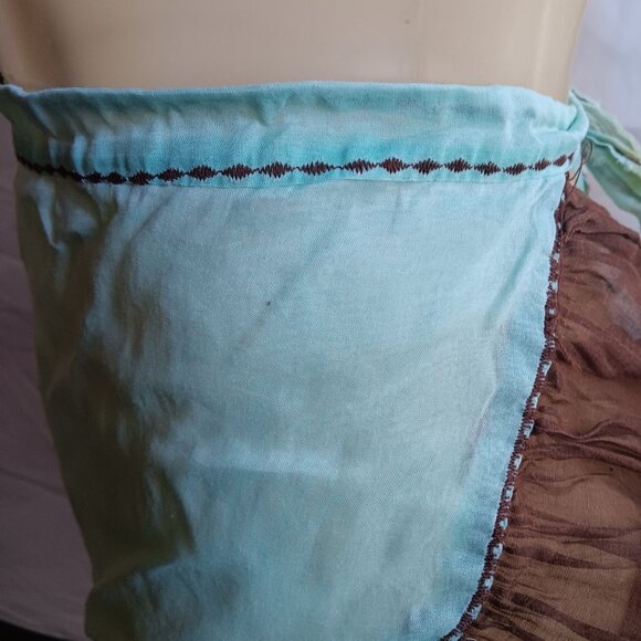 Handmade Vintage Sheer Half Apron 1950's Trad Wife Sexy Tie Waist Ruffled Mesh - Picture 5 of 5